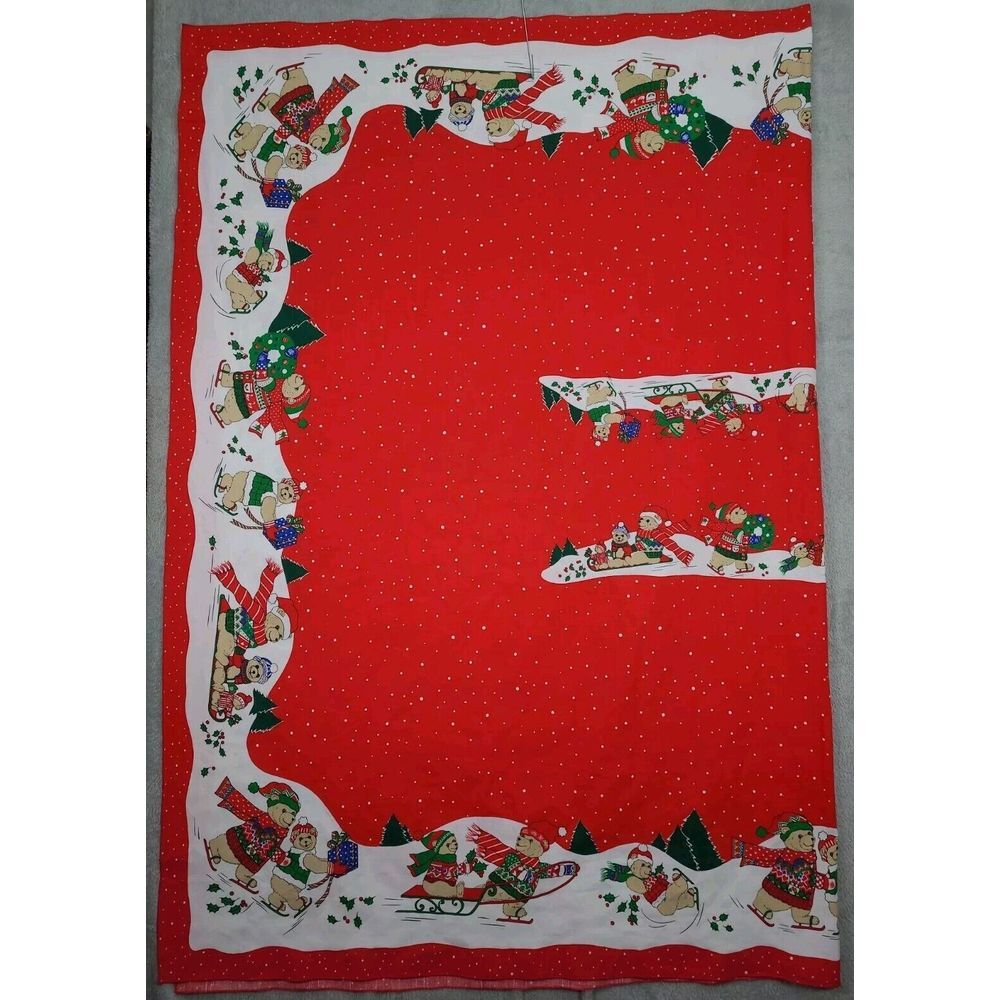 Sunweave Christmas Tablecloth Bears Sleds Snow Christmas Tree 84X60